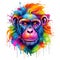 colorful realistic monkey head. Illustration, AI generation