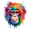 colorful realistic monkey head. Illustration, AI generation