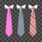 Colorful realistic neck ties set on transparent background