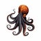 Colorful Realistic Octopus Silhouette: Powerful Symbolism In Dark Amber And Brown