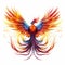 Colorful Realistic Phoenix On White Background - 2d Full Body Isolated