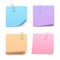 Colorful realistic sticky note set with metal paper clips