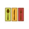 colorful rectangle banner frame with silhouettes cutlery kitchen elements