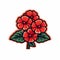 Colorful Red Flowers On White Background: A Bold And Feminine Sticker Art