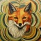 Colorful Red Fox Painting With Psychedelic Art Nouveau Style