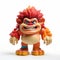 Colorful Red Furred Action Figure With Orange Eyes - Vinyl Toy