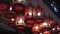 Colorful red lanterns spread light on the old street of Hoi An Ancient Town at the night time - UNESCO World Heritage