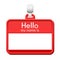 Colorful red name tag with blank copy space