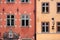 Colorful red and yellow buildings in Stockholm