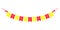 Colorful red and yellow festoon banner with bows, vector illustration. Hanging color flag garland isolated on white background