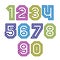 Colorful regular stripy numeration, modern vector poster numbers