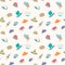 Colorful Repeat Seamless Pattern Vector Hats and Caps Illustration with White Background