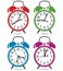 Colorful retro alarm clocks