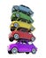 Colorful retro compact car pile