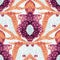 Colorful retro kaleidoscope sixties style pattern. Modern vintage fabric textile background. Fun funky woven damask