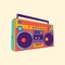 Colorful Retro Radio boombox music vintage vector illustration