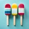 Colorful retro striped icypoles on blue background