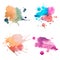 Colorful retro vintage abstract watercolour / aquarelle art hand paint on white background