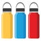 Colorful reusable water bottles, icon