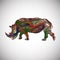 Colorful rhino made by lines, vector illustration