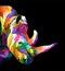 Colorful rhino pop art portrait premium vector isolated decoration animal wildlife poster design