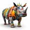 Colorful Rhino Sculpture: Industrial Design Meets Digital Art