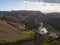 Colorful Rhyolit mountain panorma with multicolored volcanos and geothermal fumarole and in Landmannalaugar area of