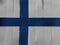 Colorful ribbon as Finland national flag, blue Nordic cross on a white field