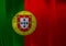 Colorful ribbon as Portugal national flag, 2:3 vertically striped bicolor of green and red, with coat of arms of Portugal centred