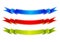 Colorful ribbon banners. Blue, red and green scrolls. Vector illustration.