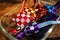 Colorful ribbons handmade handicrafts in ketupat shape