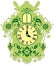 Colorful rich decorated lighgreen cuckoo clock