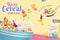 Colorful ring cereals ad banner