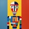 Colorful Robot In De Stijl Style: A Fusion Of Minimalism And Traditional African Art