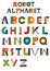 Colorful robot english alphabet