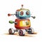 Colorful Robot With Moving Hands A Realistic Brushwork Illustration