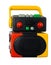 Colorful robot music player isolated white with clipping path
