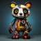 Colorful Robotic Bear: A Hyper-detailed 3d Abstract Sculpture Inspired By Basquiat, Picasso, And More