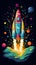 A Colorful Rocket Soaring Through the Sky