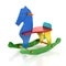 Colorful rocking horse chair 3d illustration