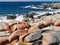 Colorful rocks at Four Mile Creek in NE Tasmania.