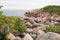 Colorful rocky point flowing into the Atlantic Ocean