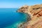 Colorful rocky shore on Santorini island, Greece