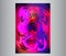 Colorful Romantic poster with profile man and woman. Abstract paint background. Love you lettering.