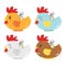 Colorful Rooster Coin Bank Vector Set