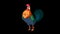 Colorful Rooster Crows. Classic handmade Animation with Alpha Channel.