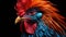 Colorful rooster in the garden. Close-up portrait
