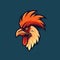 Colorful Rooster Logo With Tattooed Head - 2d Game Art Design