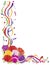 Colorful Roses in Confetti Border Illustration