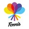 Colorful rotated tennis racquets logo